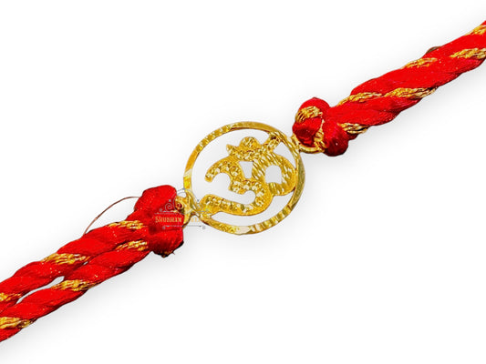 SJ SHUBHAM JEWELLERS™ OM Sathiya 20K Gold Rakhi Bracelet for Men/Boys (Yellow Gold Rakhi For Brother) - JewelYaari By Shubham Jewellers