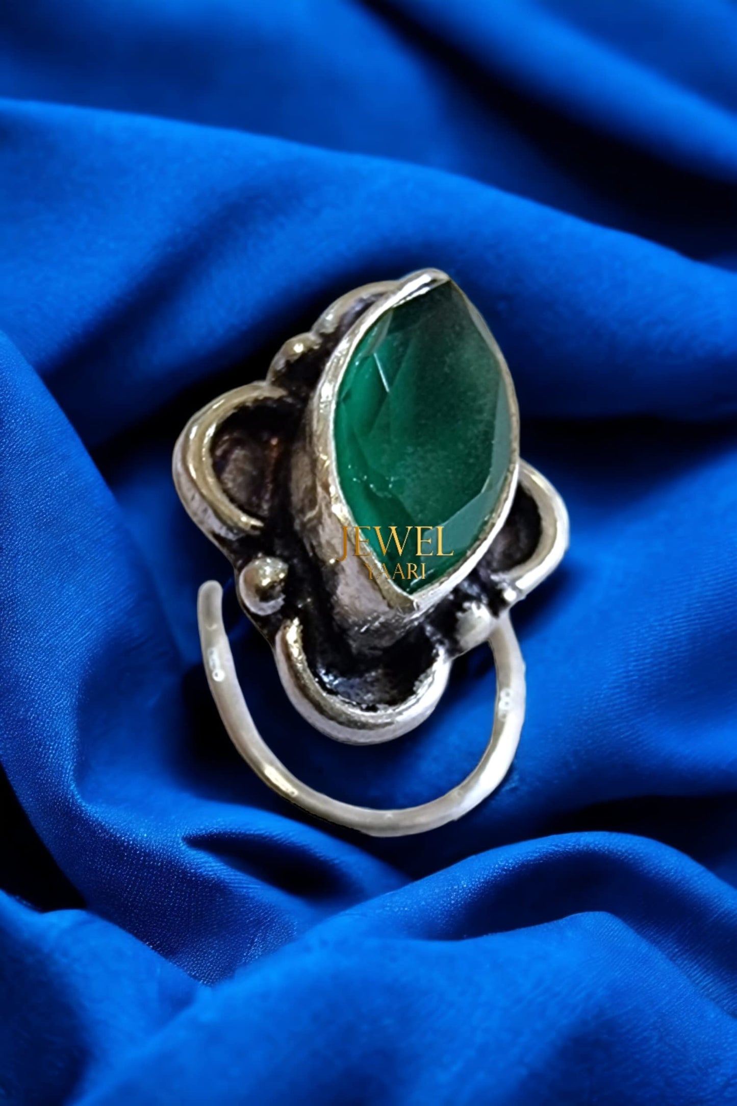 SJ SHUBHAM JEWELLERS™ 925 sterling Silver handmade Antique oxidized nose pin for women (P)