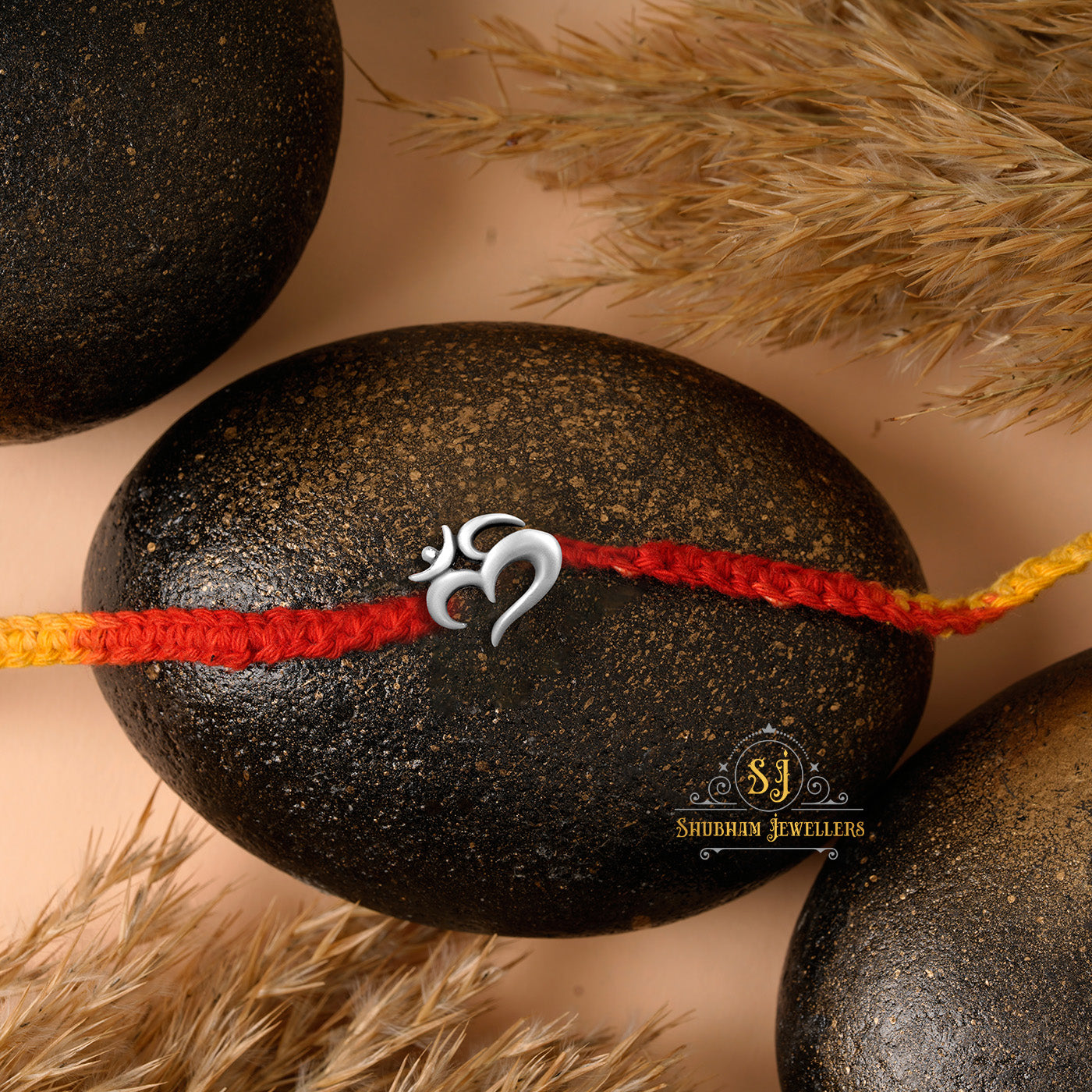 Silver Om Rakhi | 925 Sterling Silver Rakhi for brother , Rakhi For Men, Rakhi For Kids( Om Small Silver Rakhi )