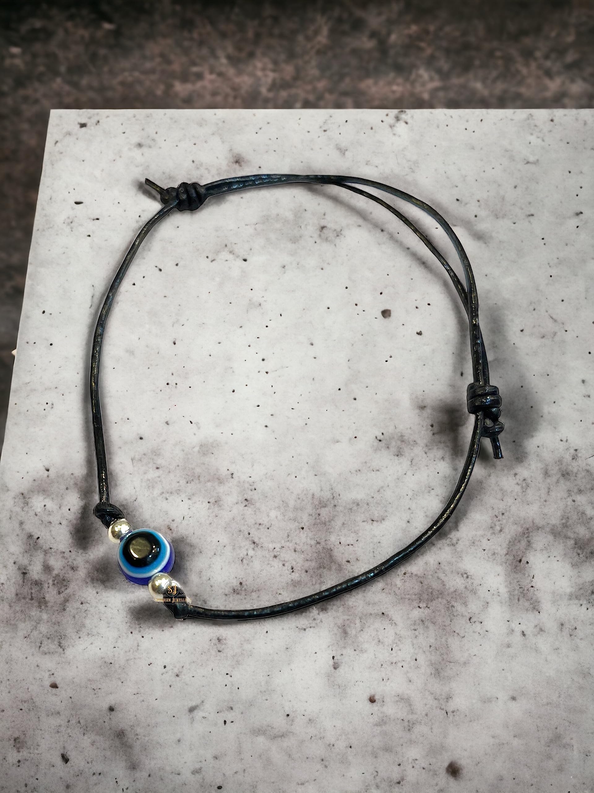 SJ SHUBHAM JEWELLERS™ Sterling Silver 100% Authentic Adjustable Ball Black Cord with Evil Eye Nazar Anklet for Women & Girls (Anklet/Bracelet) - JewelYaari By Shubham Jewellers