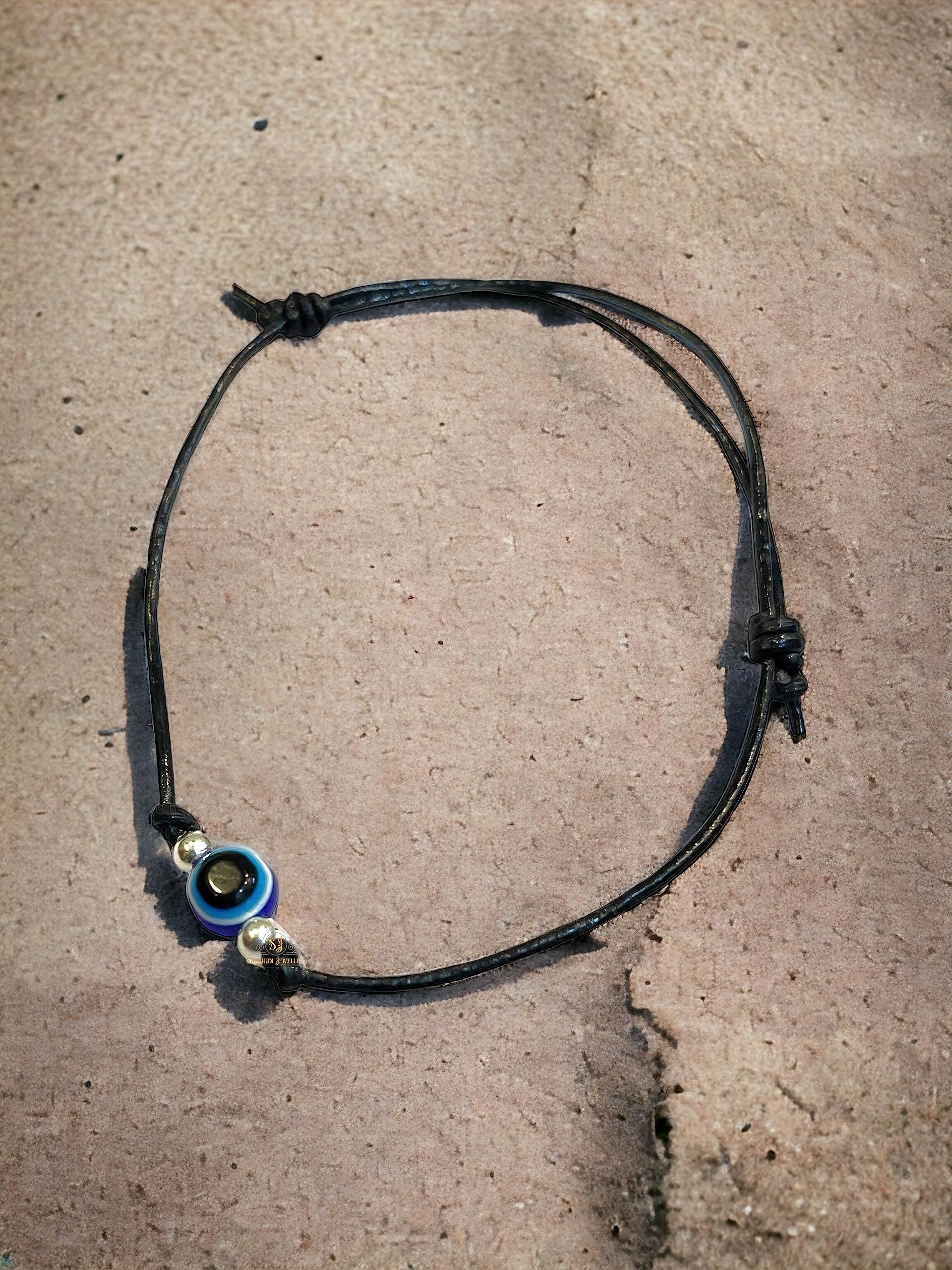 SJ SHUBHAM JEWELLERS™ Sterling Silver 100% Authentic Adjustable Ball Black Cord with Evil Eye Nazar Anklet for Women & Girls (Anklet/Bracelet) - JewelYaari By Shubham Jewellers