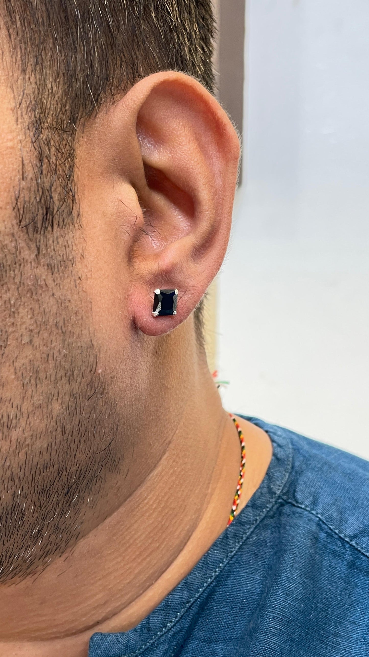 925 Sterling Silver Earring Studs With BLACK Cubic Zirocnia