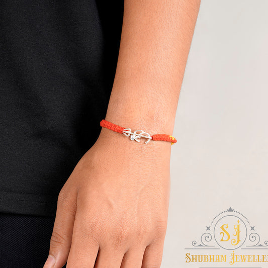 Silver Om Trishool Rakhi 925 Sterling Silver Rakhi for brother, Rakhi For Men, Rakhi For Kids( )