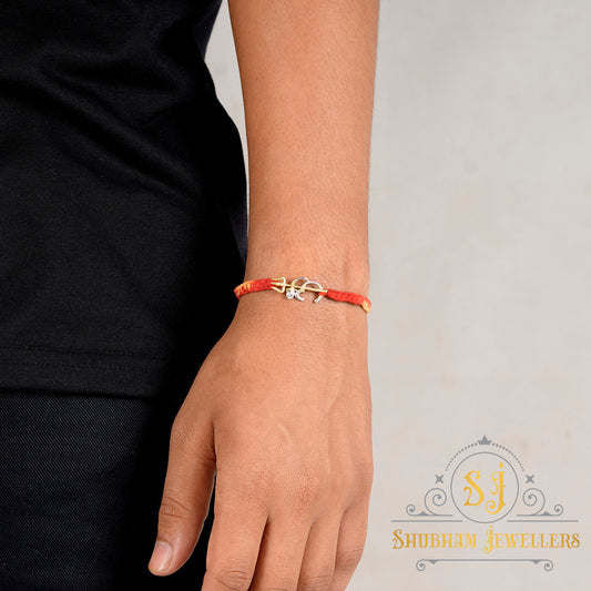 925 Trishool Om Golden Silver Rakhi | Sterling Silver Rakhi for brother, Rakhi For Men, Rakhi For Kids(