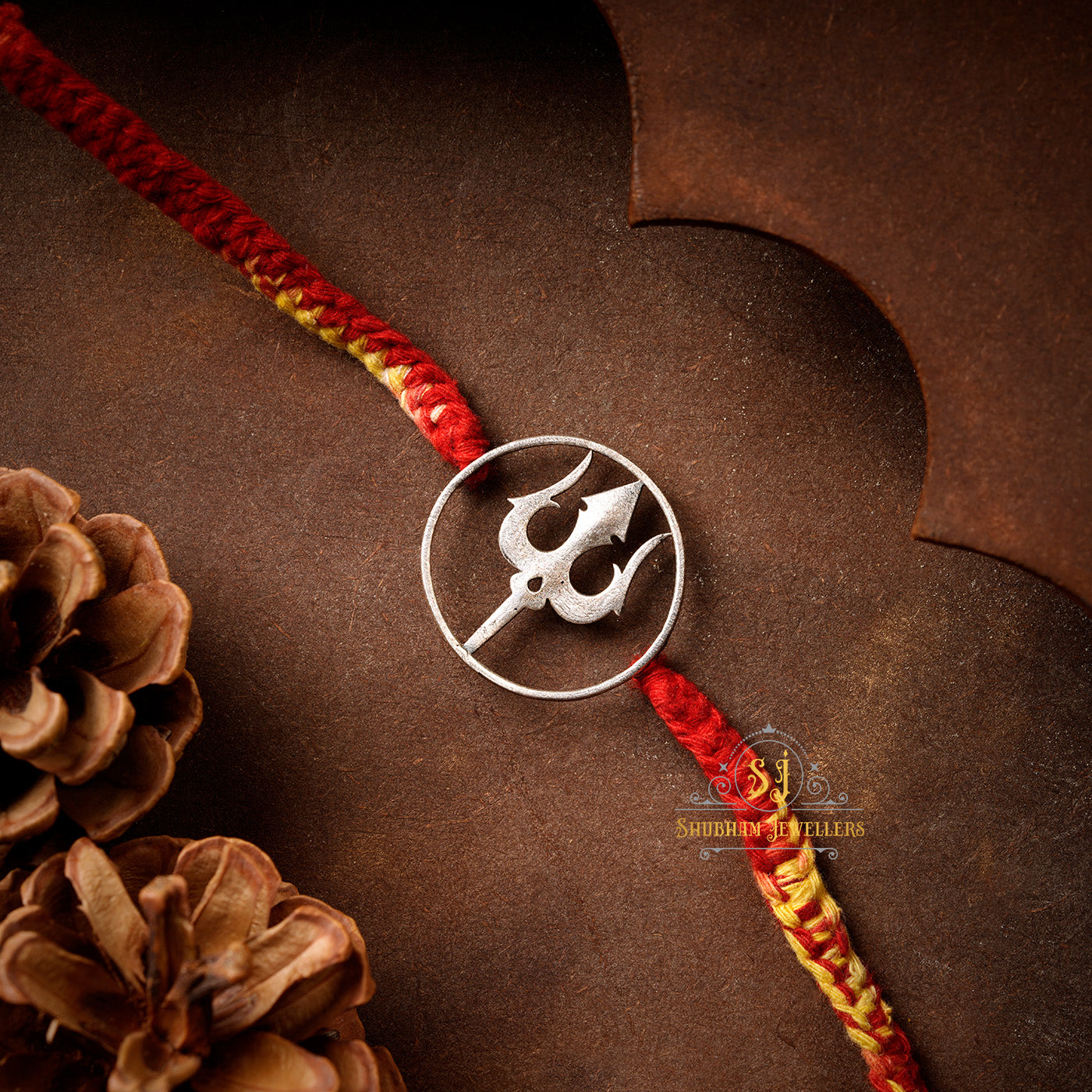 Silver Trishool Round Rakhi 925 Sterling Silver Rakhi for brother, Rakhi For Men, Rakhi For Kids( Round Trishool Silver Rakhi )