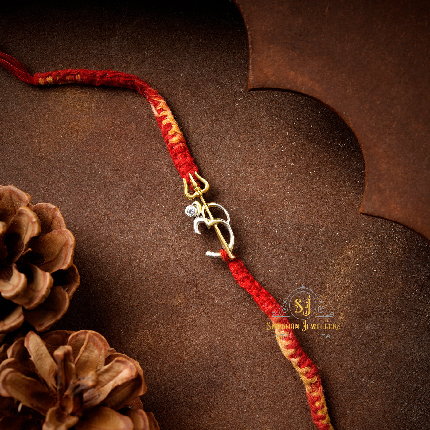 925 Trishool Om Golden Silver Rakhi | Sterling Silver Rakhi for brother, Rakhi For Men, Rakhi For Kids(