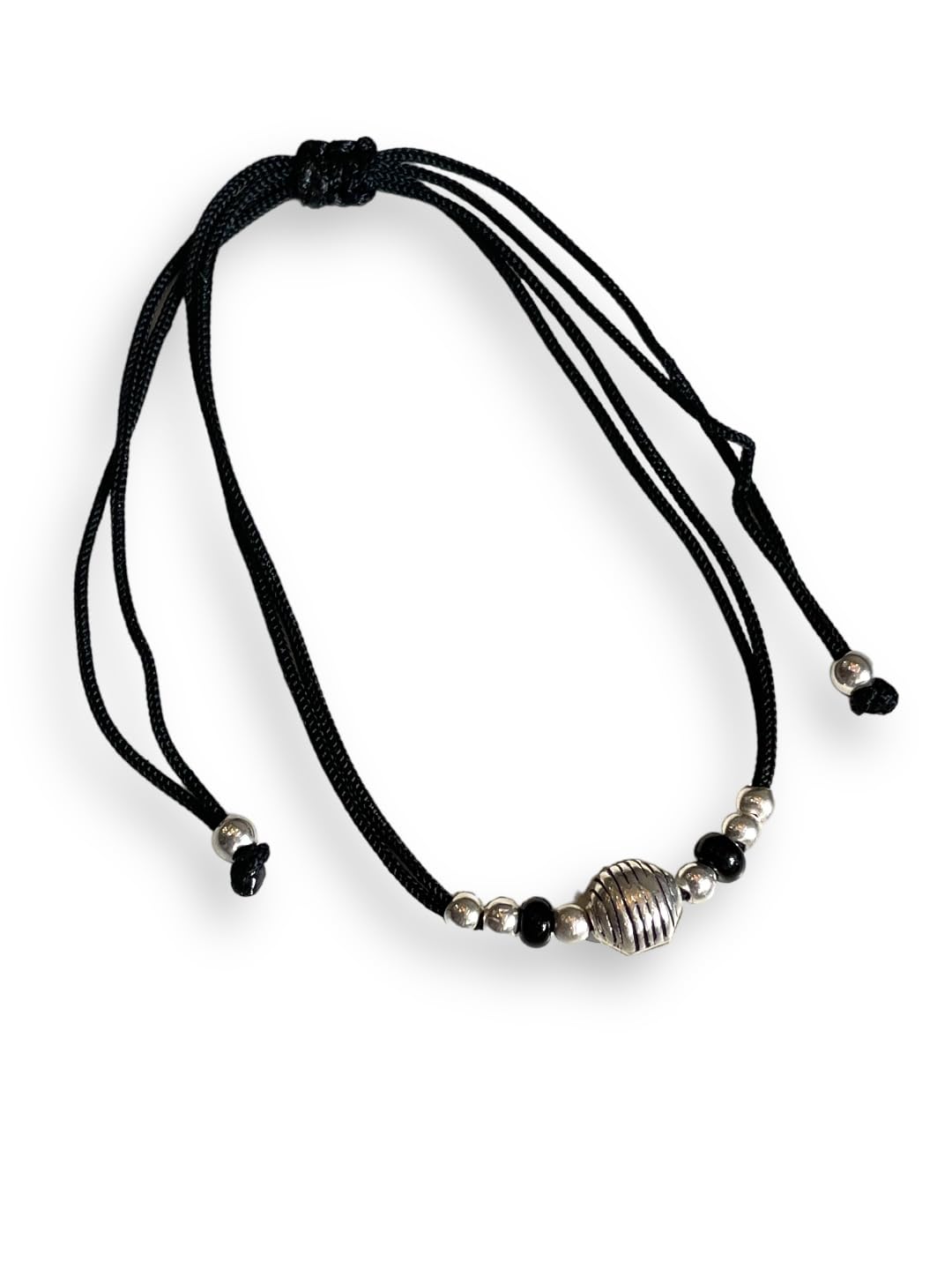 JEWELYAARI ⢠925 Oxidized Silver Black Cottan Thread Anklet Bracelet with Silver Ball for Girls and Women, Nazarbattu/Nazaiya Anklet Bracelet