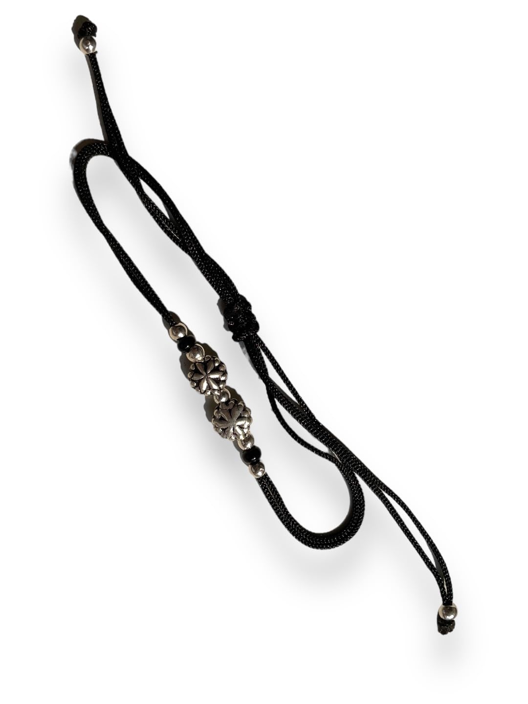 JEWELYAARI ⢠925 Oxidized Silver Black Cottan Thread Anklet Bracelet with Silver Ball for Girls and Women, Nazarbattu/Nazaiya Anklet Bracelet