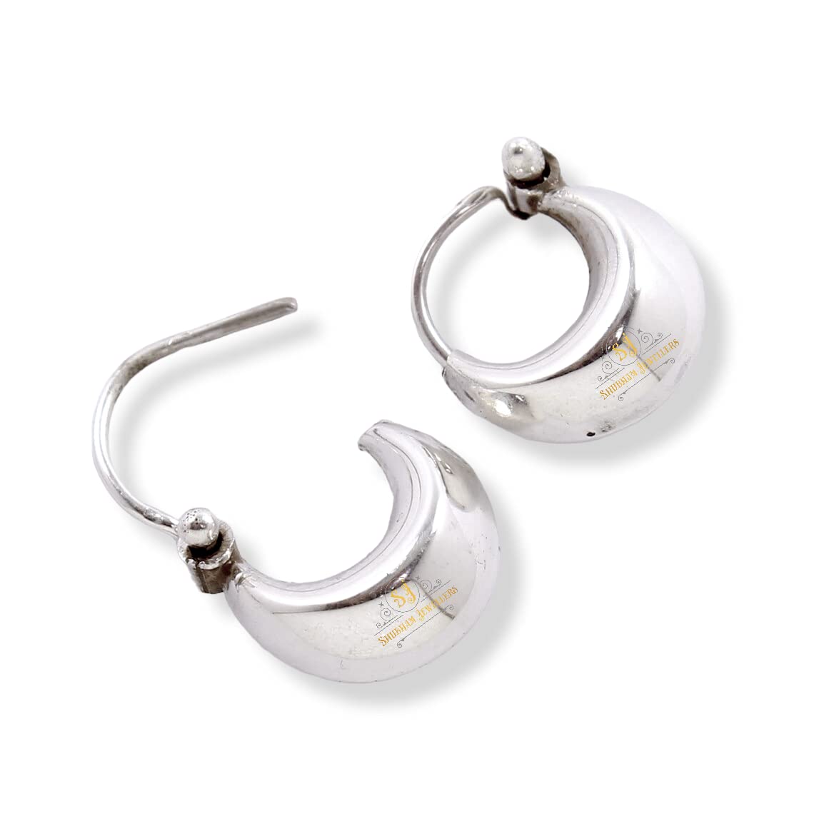 SJ SHUBHAM JEWELLERS? 925 Stylish Bali Hoop Earrings in Pure 92.5 Sterling Silver Pair (12)