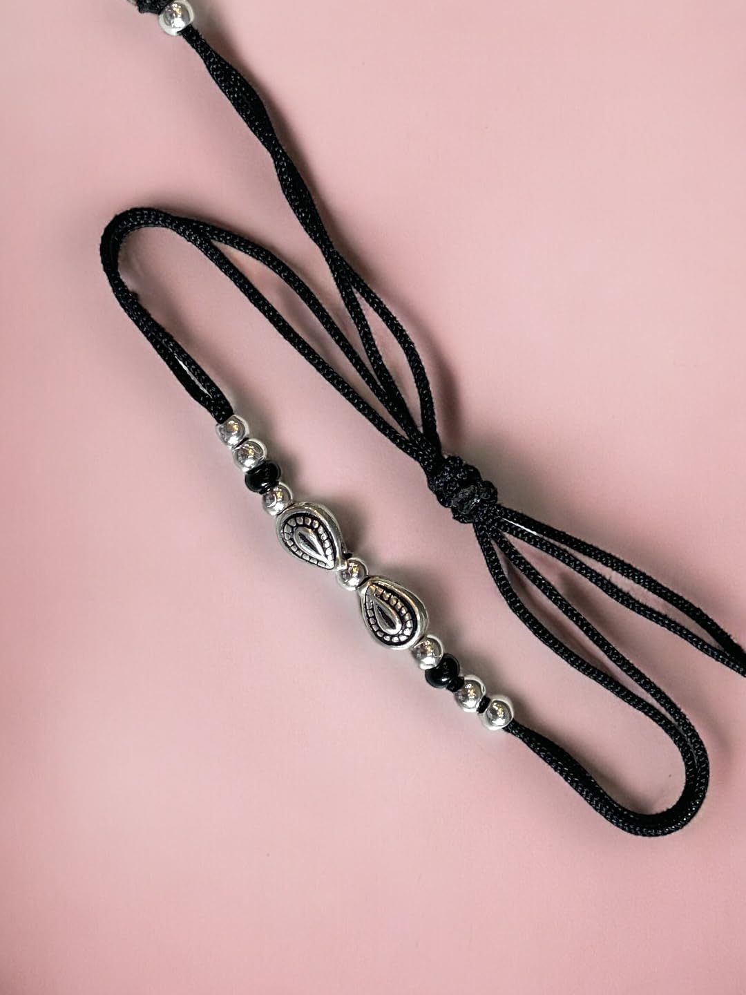 JEWELYAARI ⢠925 Oxidized Silver Black Cottan Thread Anklet Bracelet with Silver Ball for Girls and Women, Nazarbattu/Nazaiya Anklet Bracelet