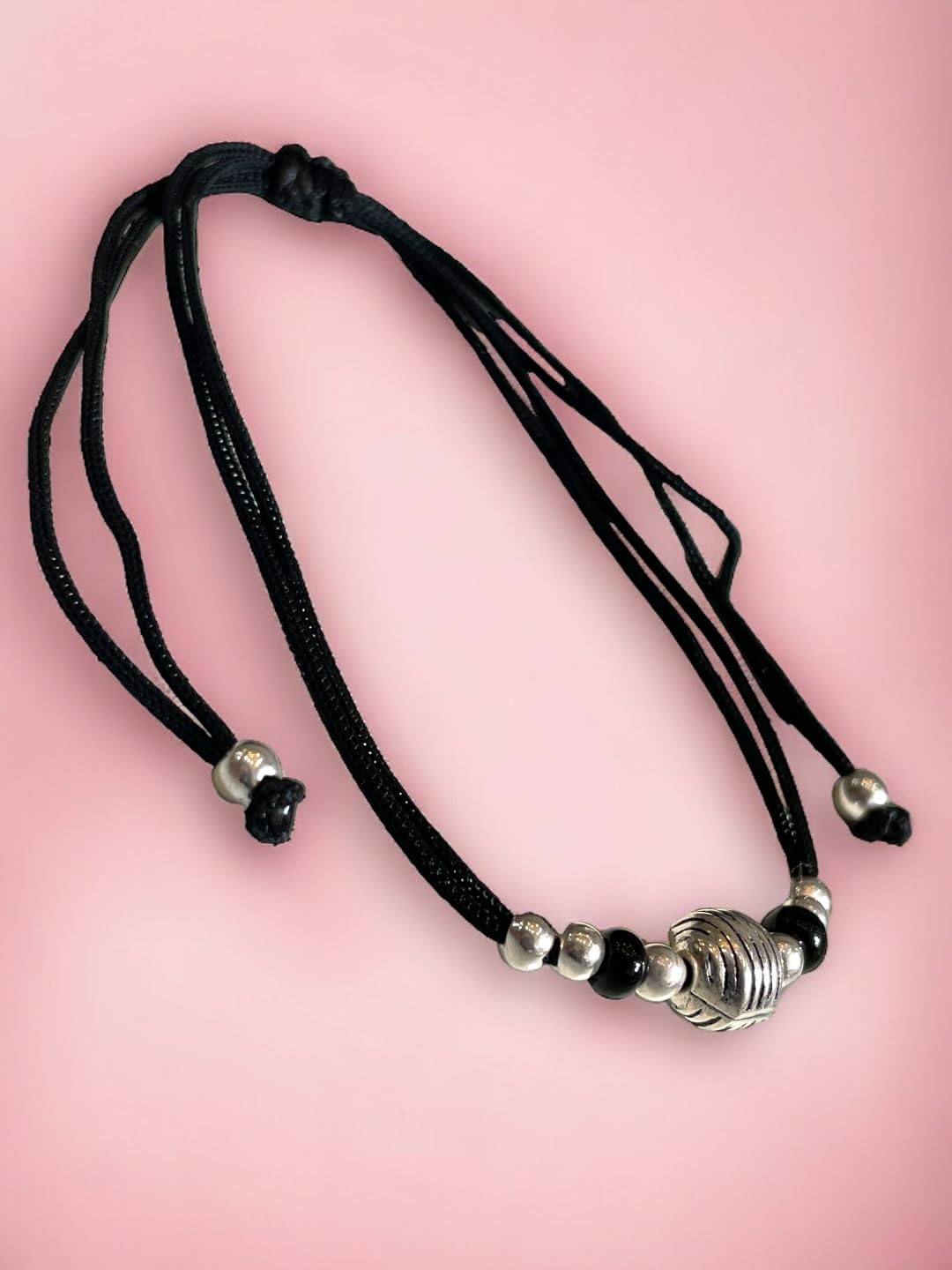 JEWELYAARI ⢠925 Oxidized Silver Black Cottan Thread Anklet Bracelet with Silver Ball for Girls and Women, Nazarbattu/Nazaiya Anklet Bracelet