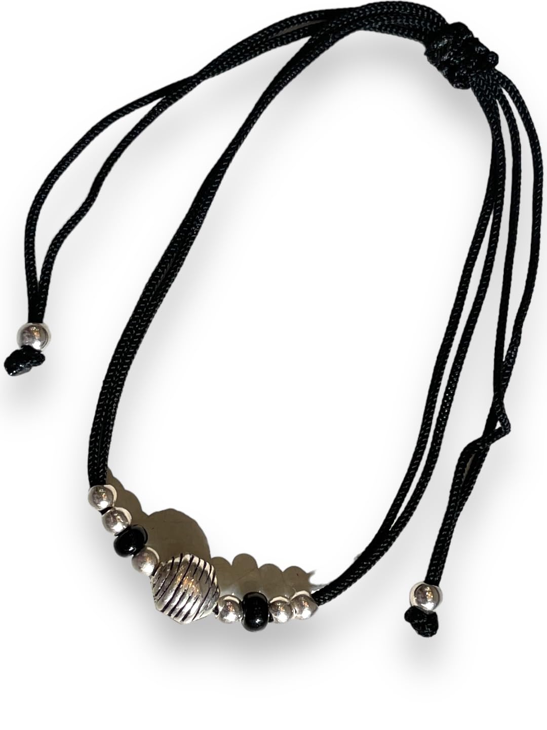 JEWELYAARI ⢠925 Oxidized Silver Black Cottan Thread Anklet Bracelet with Silver Ball for Girls and Women, Nazarbattu/Nazaiya Anklet Bracelet