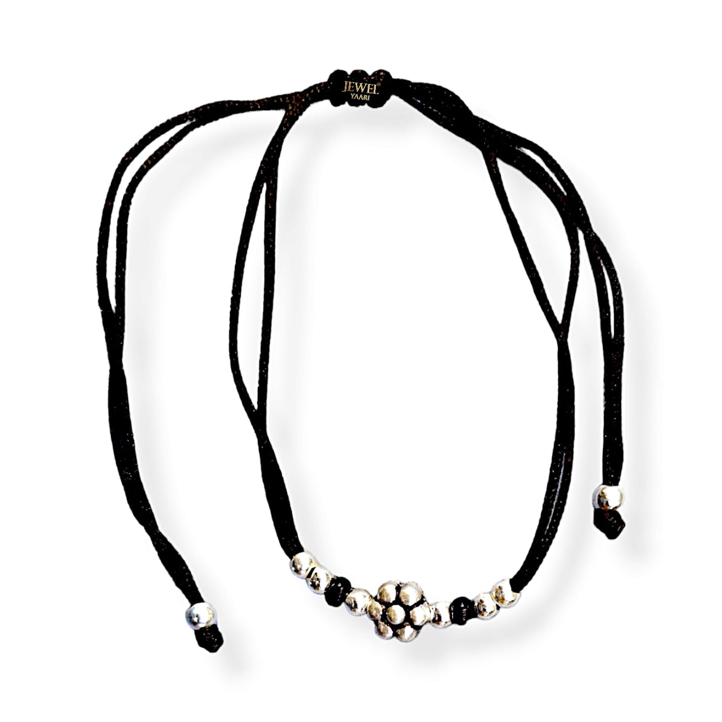 JEWELYAARI ⢠925 Oxidized Silver Black Cottan Thread Anklet Bracelet with Silver Ball for Girls and Women, Nazarbattu/Nazaiya Anklet Bracelet