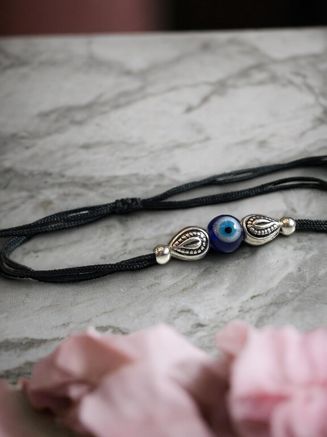 JEWELYAARI ⢠925 Oxidized Silver Black Cottan Thread Anklet Bracelet with Silver Ball for Girls and Women, Nazarbattu/Nazaiya Anklet Bracelet