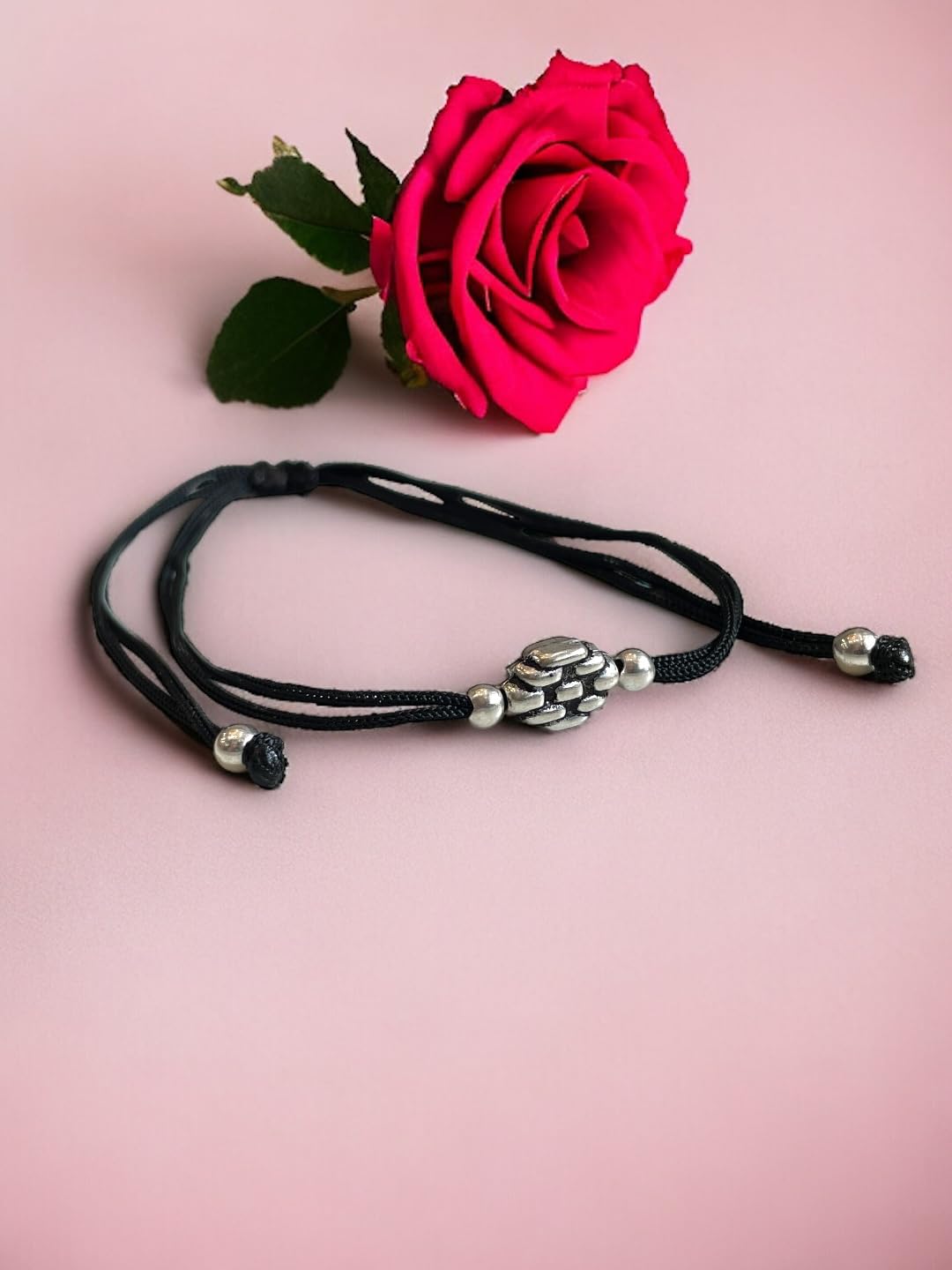 JEWELYAARI ⢠925 Oxidized Silver Black Cottan Thread Anklet Bracelet with Silver Ball for Girls and Women, Nazarbattu/Nazaiya Anklet Bracelet