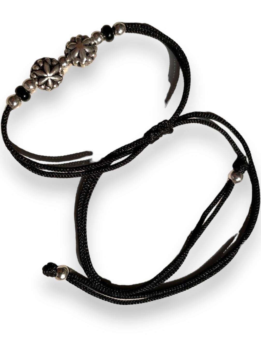 JEWELYAARI ⢠925 Oxidized Silver Black Cottan Thread Anklet Bracelet with Silver Ball for Girls and Women, Nazarbattu/Nazaiya Anklet Bracelet