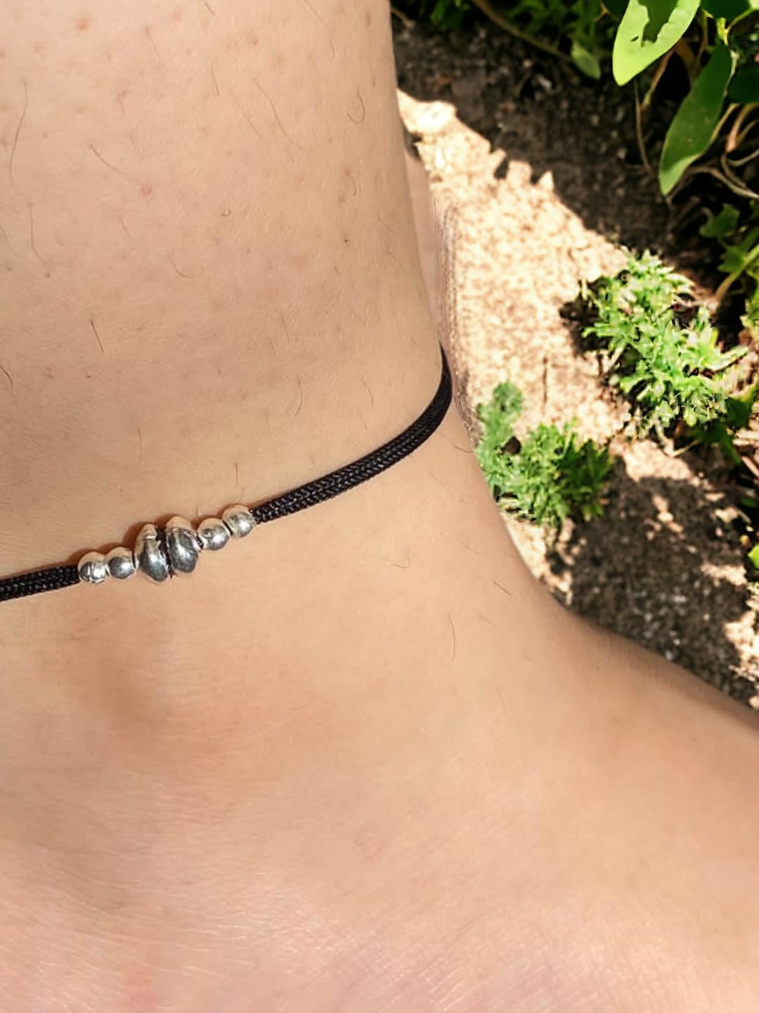 JEWELYAARI ⢠925 Oxidized Silver Black Cottan Thread Anklet Bracelet with Silver Ball for Girls and Women, Nazarbattu/Nazaiya Anklet Bracelet