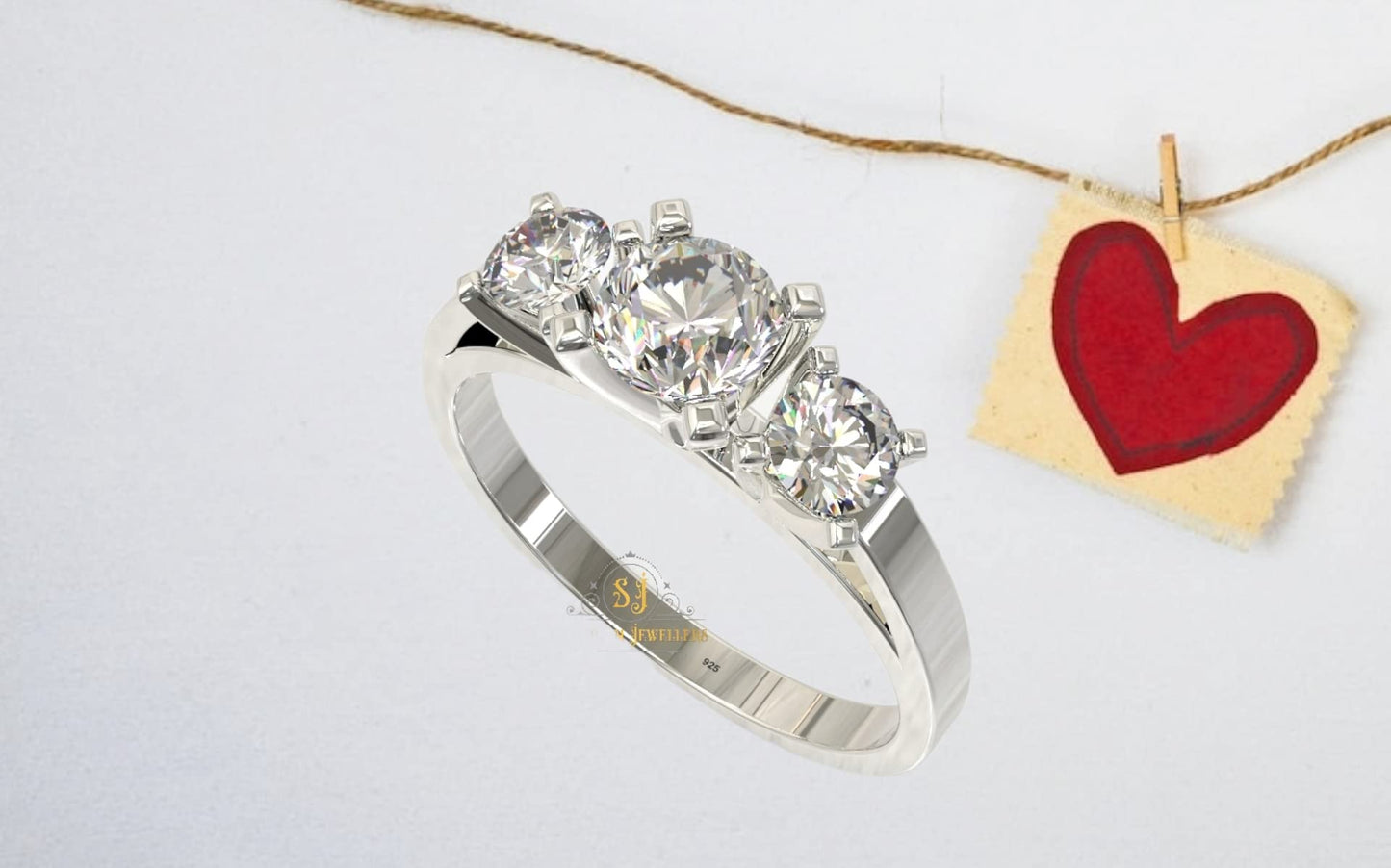 SJ SHUBHAM JEWELLERS? 925 Sterling Silver Three Briliant Cut Design Adjustable Finger Ring with White CZ diamond for Women and Girls, Anniversary Gift for Wife, Valentine - JewelYaari By Shubham Jewellers