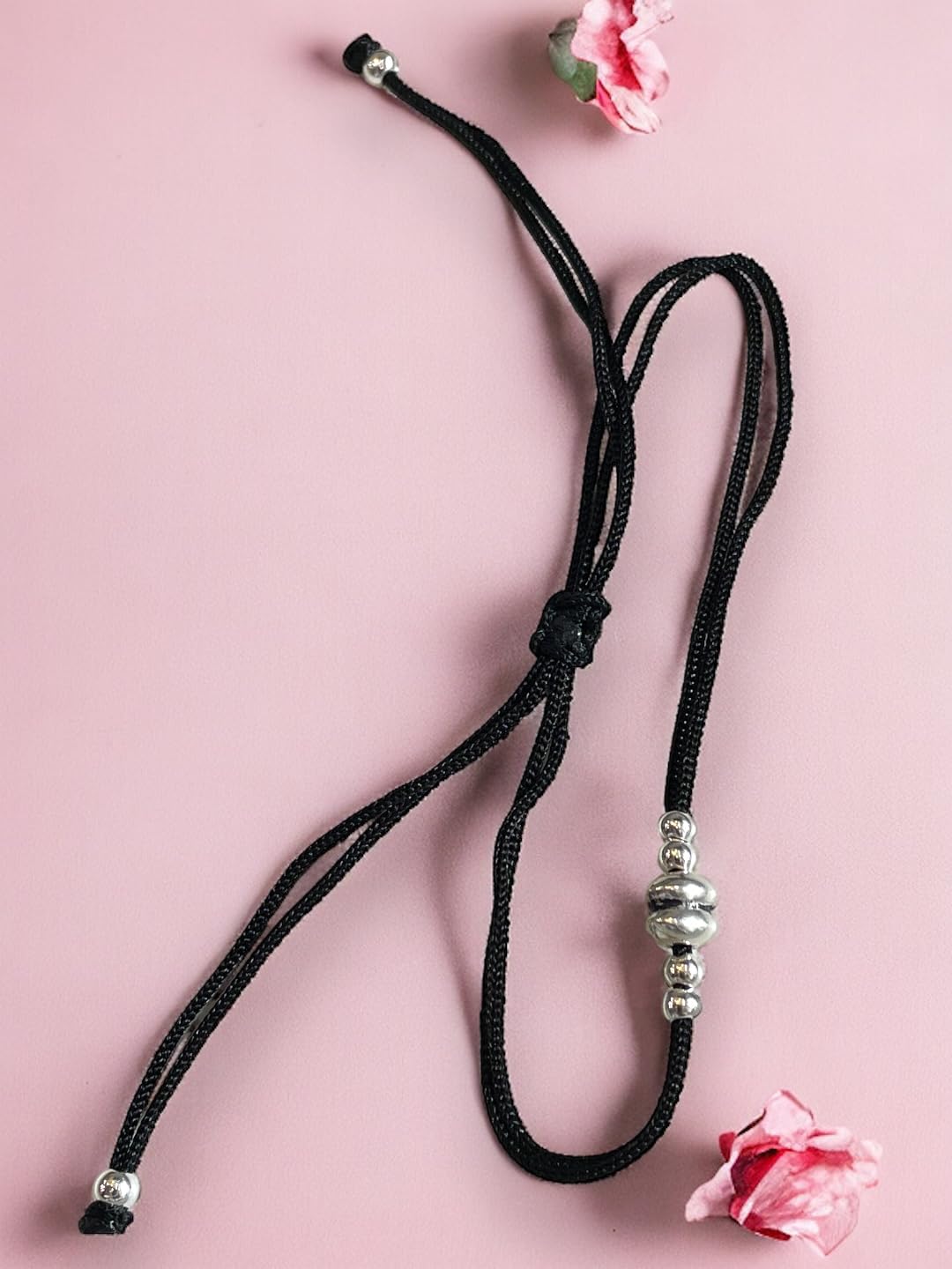 JEWELYAARI ⢠925 Oxidized Silver Black Cottan Thread Anklet Bracelet with Silver Ball for Girls and Women, Nazarbattu/Nazaiya Anklet Bracelet