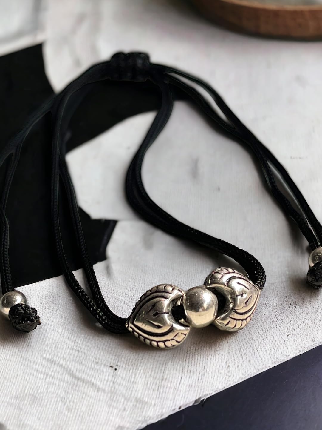 JEWELYAARI ⢠925 Oxidized Silver Black Cottan Thread Anklet Bracelet with Silver Ball for Girls and Women, Nazarbattu/Nazaiya Anklet Bracelet