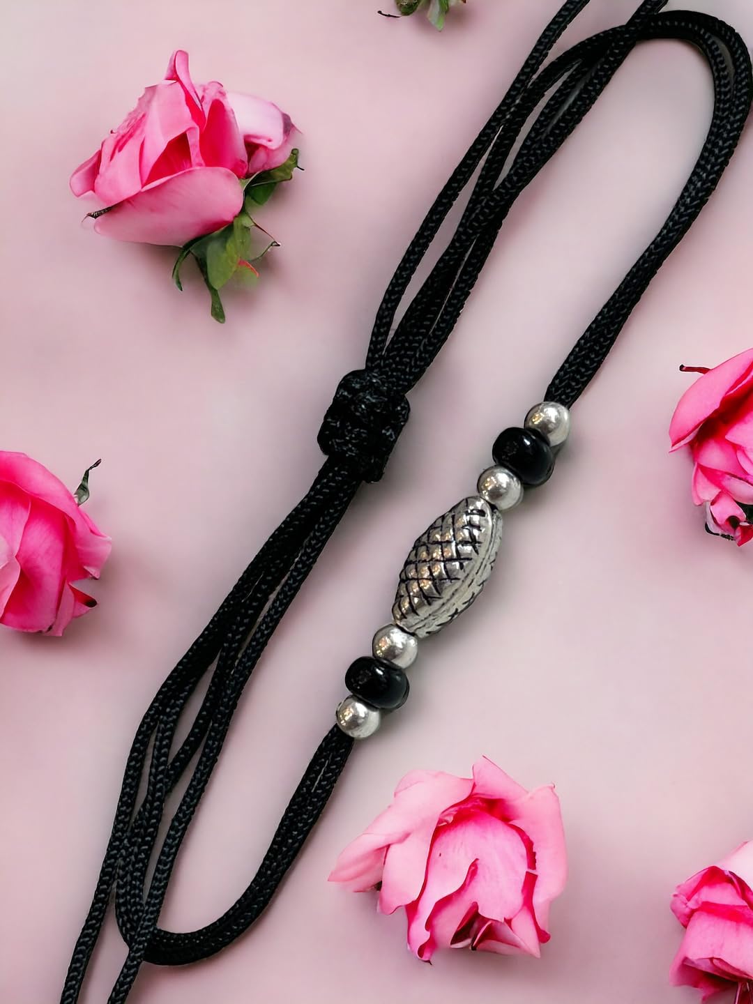 JEWELYAARI ⢠925 Oxidized Silver Black Cottan Thread Anklet Bracelet with Silver Ball for Girls and Women, Nazarbattu/Nazaiya Anklet Bracelet