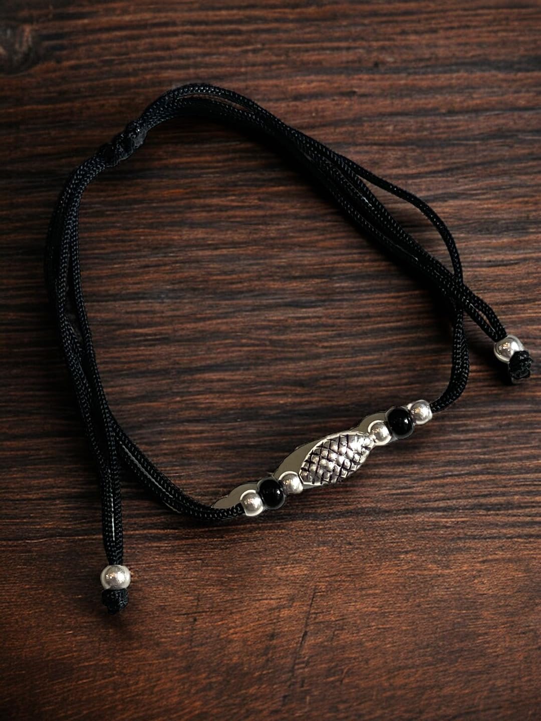 JEWELYAARI ⢠925 Oxidized Silver Black Cottan Thread Anklet Bracelet with Silver Ball for Girls and Women, Nazarbattu/Nazaiya Anklet Bracelet