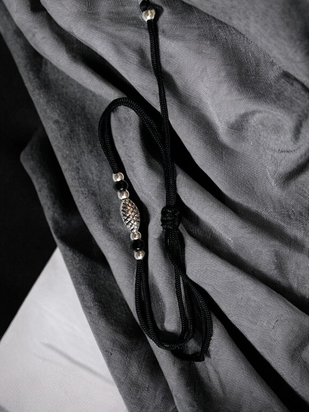 JEWELYAARI ⢠925 Oxidized Silver Black Cottan Thread Anklet Bracelet with Silver Ball for Girls and Women, Nazarbattu/Nazaiya Anklet Bracelet