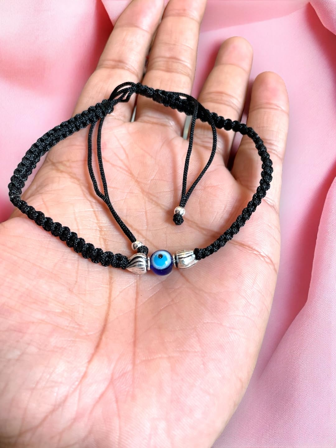 JEWELYAARI ⢠925 Oxidized Silver Black Cottan Thread Anklet Bracelet with Silver Ball for Girls and Women, Nazarbattu/Nazaiya Anklet Bracelet