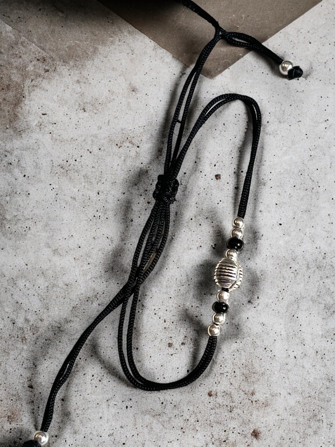 JEWELYAARI ⢠925 Oxidized Silver Black Cottan Thread Anklet Bracelet with Silver Ball for Girls and Women, Nazarbattu/Nazaiya Anklet Bracelet