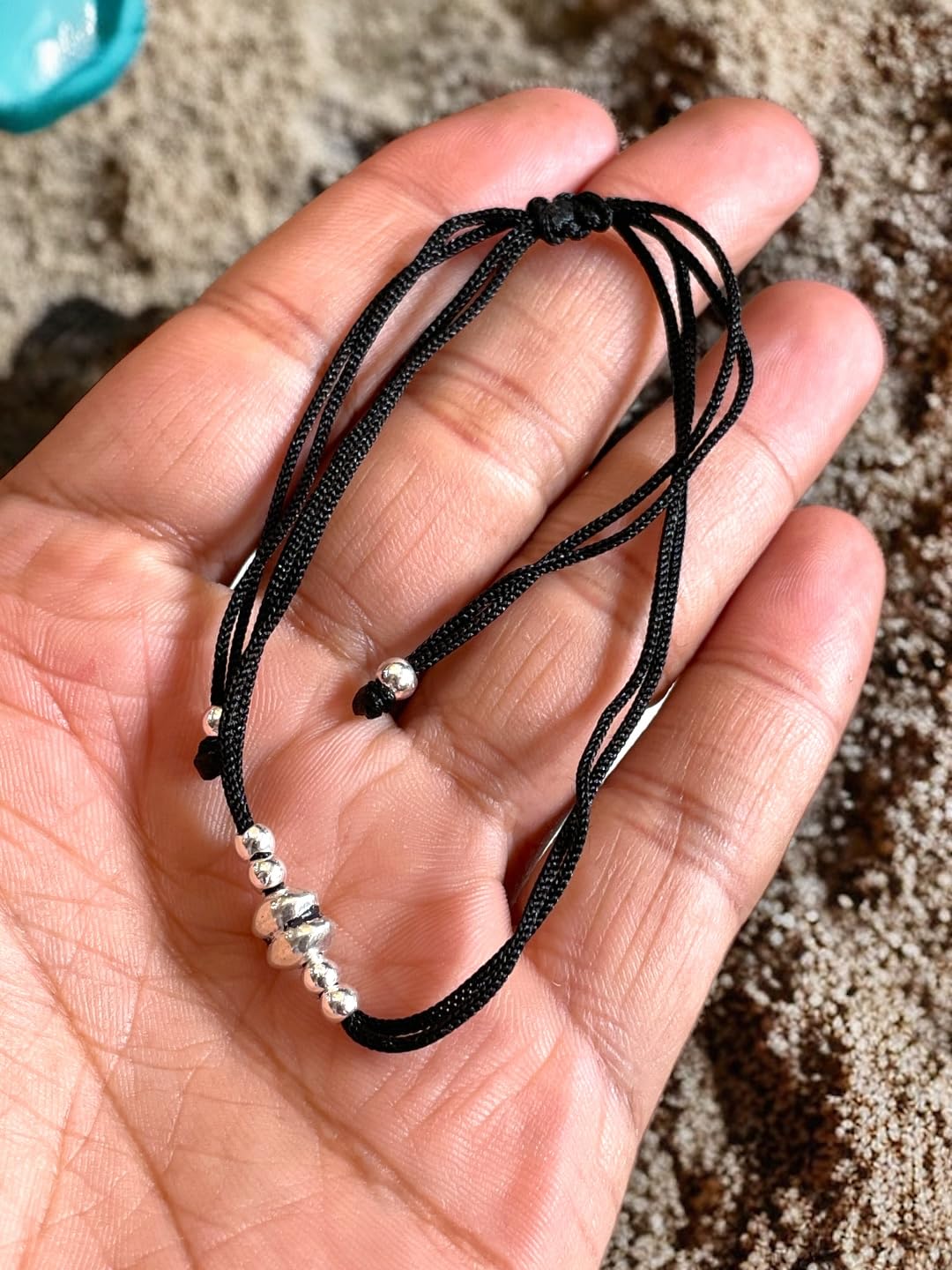 JEWELYAARI ⢠925 Oxidized Silver Black Cottan Thread Anklet Bracelet with Silver Ball for Girls and Women, Nazarbattu/Nazaiya Anklet Bracelet