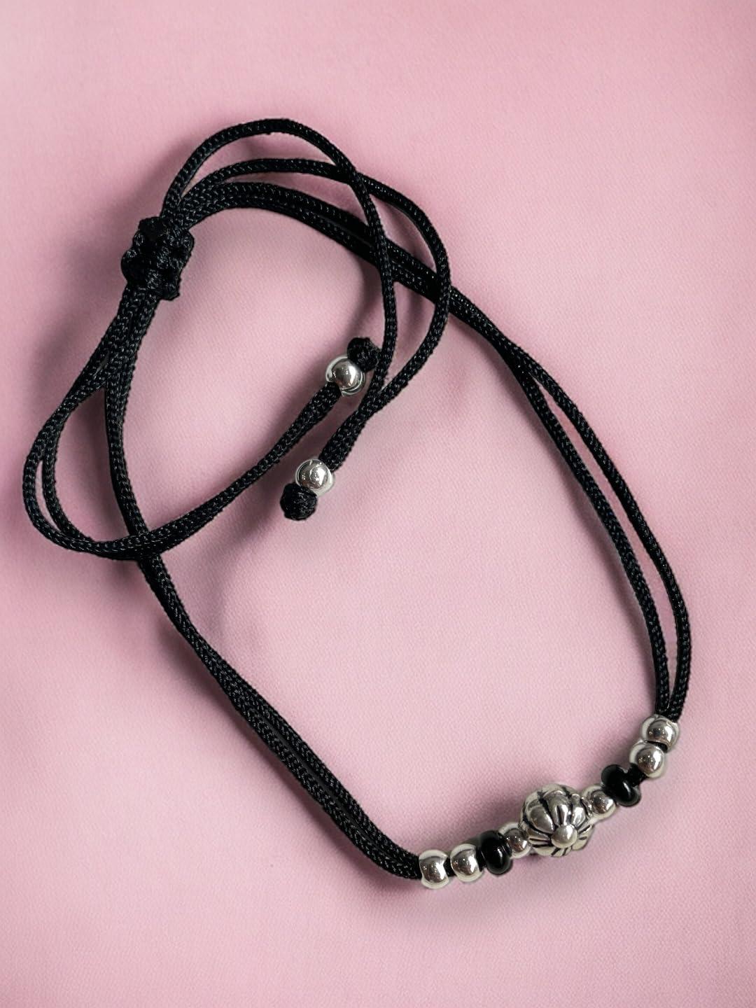 JEWELYAARI ⢠925 Oxidized Silver Black Cottan Thread Anklet Bracelet with Silver Ball for Girls and Women, Nazarbattu/Nazaiya Anklet Bracelet