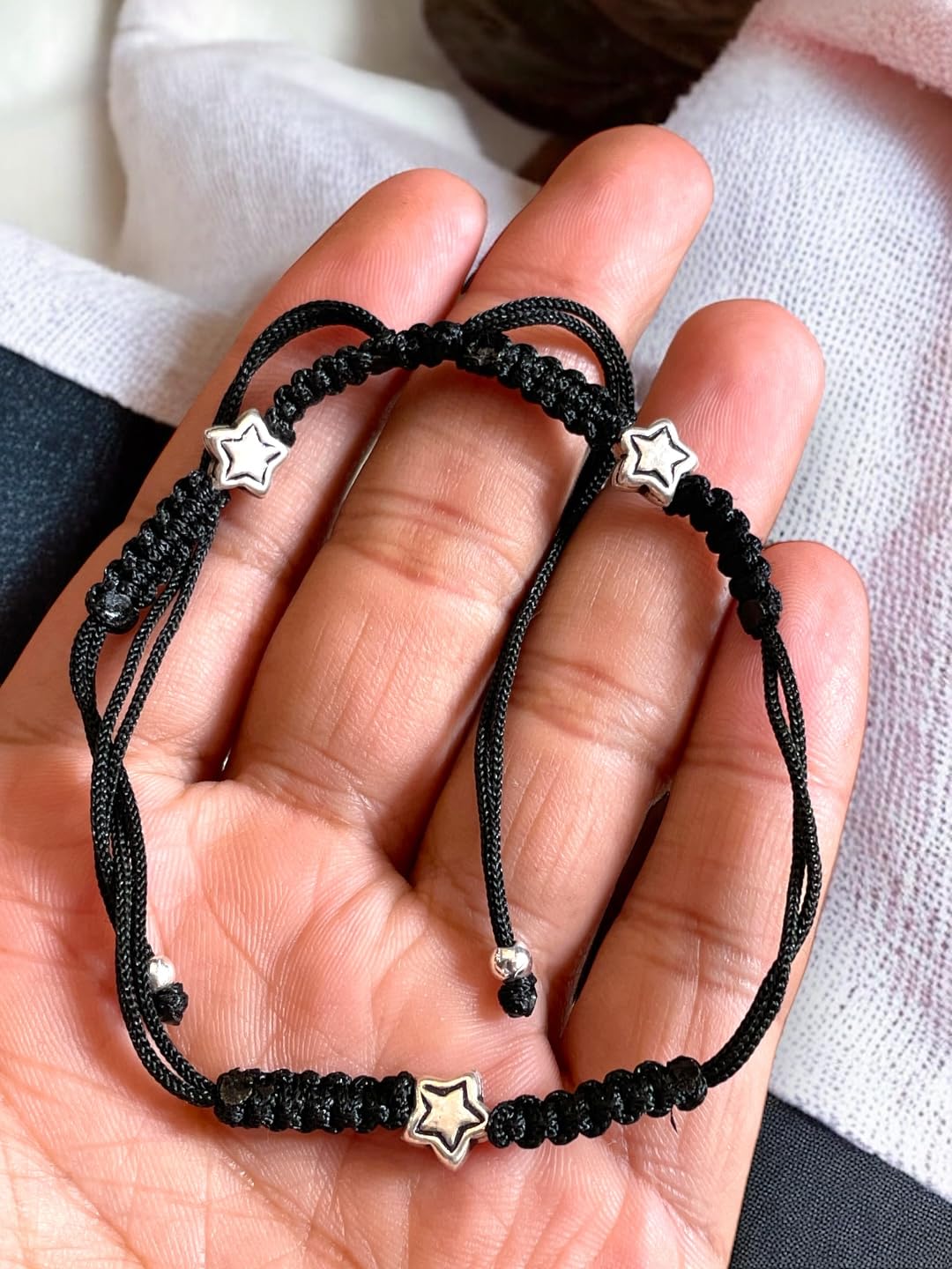 JEWELYAARI ⢠925 Oxidized Silver Black Cottan Thread Anklet Bracelet with Silver Ball for Girls and Women, Nazarbattu/Nazaiya Anklet Bracelet