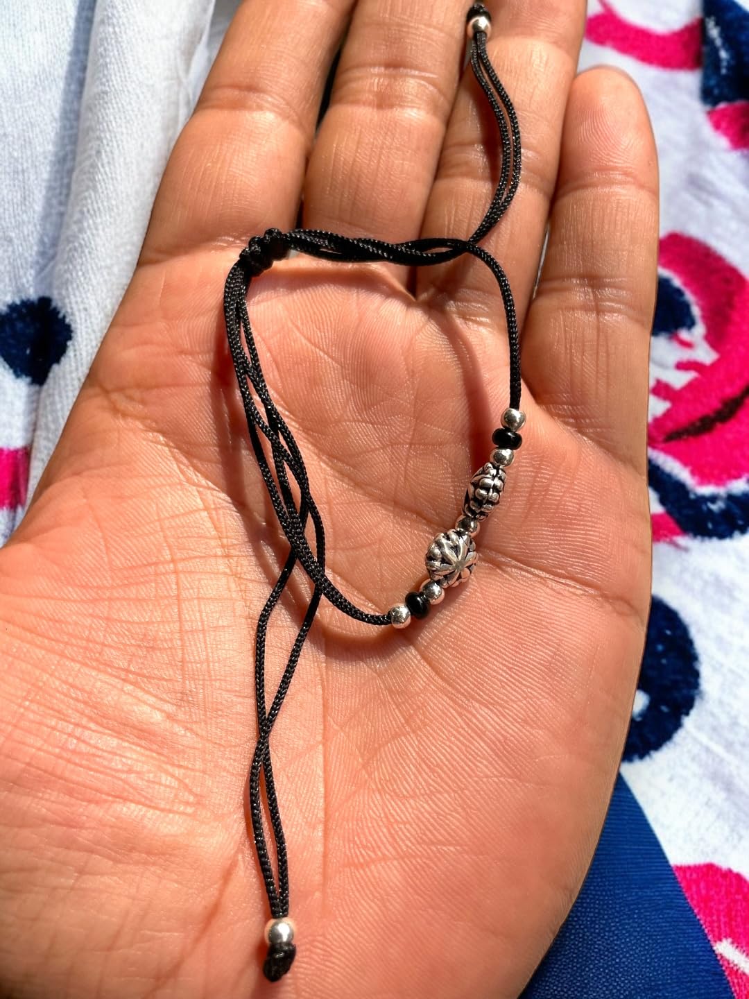 JEWELYAARI ⢠925 Oxidized Silver Black Cottan Thread Anklet Bracelet with Silver Ball for Girls and Women, Nazarbattu/Nazaiya Anklet Bracelet