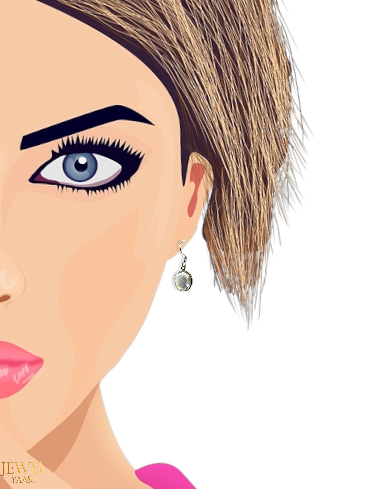 JewelYaari⢠by JewelYaariâ¢Pure 925 Sterling Silver Hoop Dangle Earrings for Women and Girls, Multiple Colors, pearl,amethyst,turquoise, red, Clear Crystals