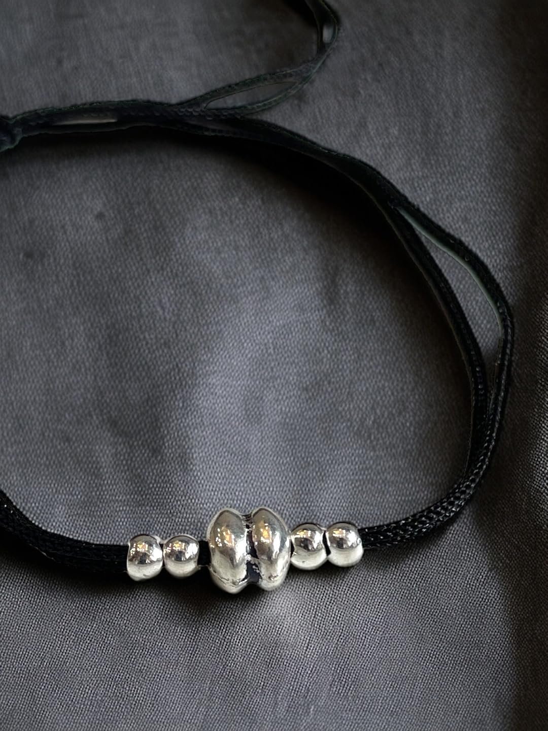 JEWELYAARI ⢠925 Oxidized Silver Black Cottan Thread Anklet Bracelet with Silver Ball for Girls and Women, Nazarbattu/Nazaiya Anklet Bracelet