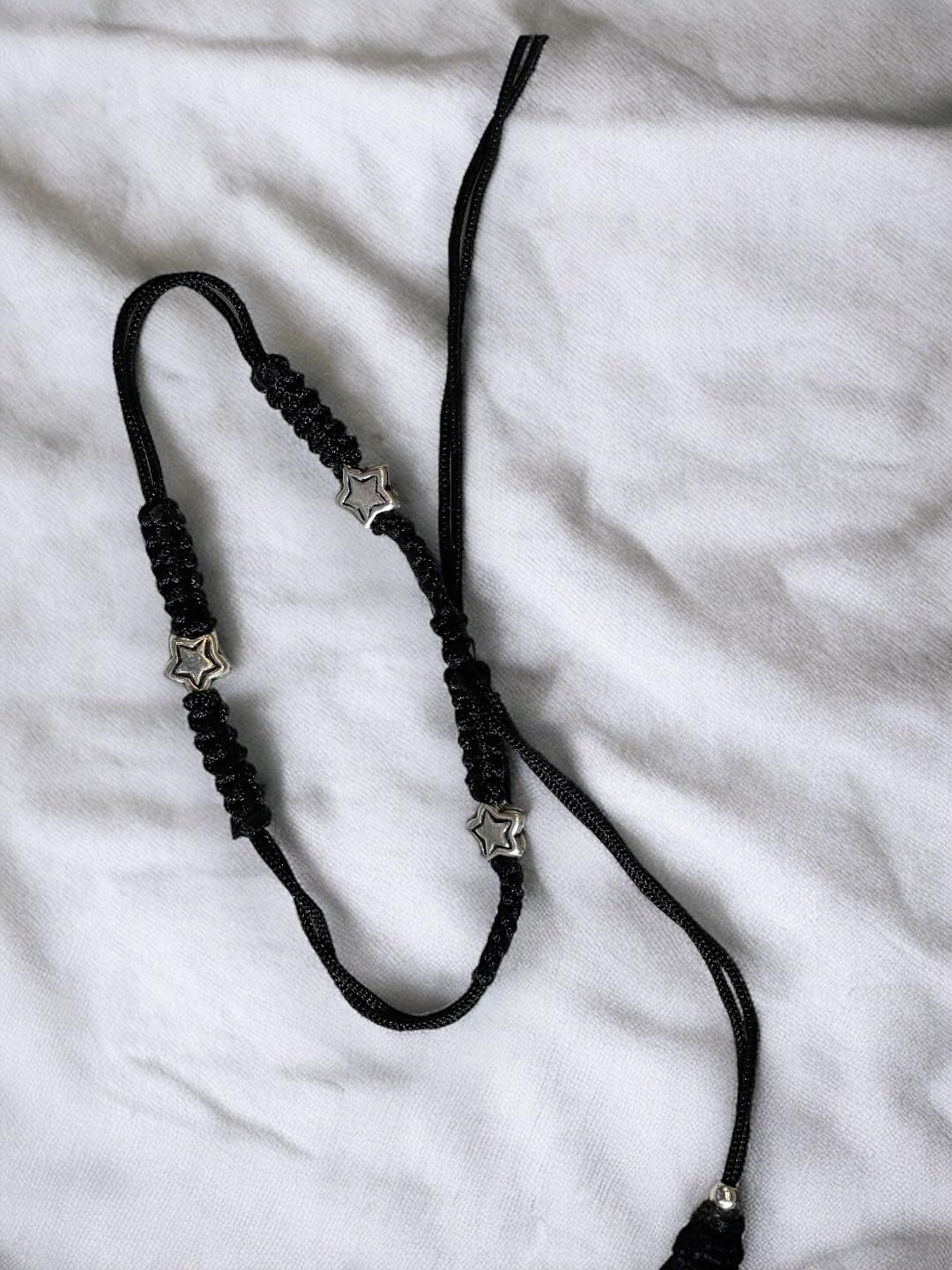 JEWELYAARI ⢠925 Oxidized Silver Black Cottan Thread Anklet Bracelet with Silver Ball for Girls and Women, Nazarbattu/Nazaiya Anklet Bracelet