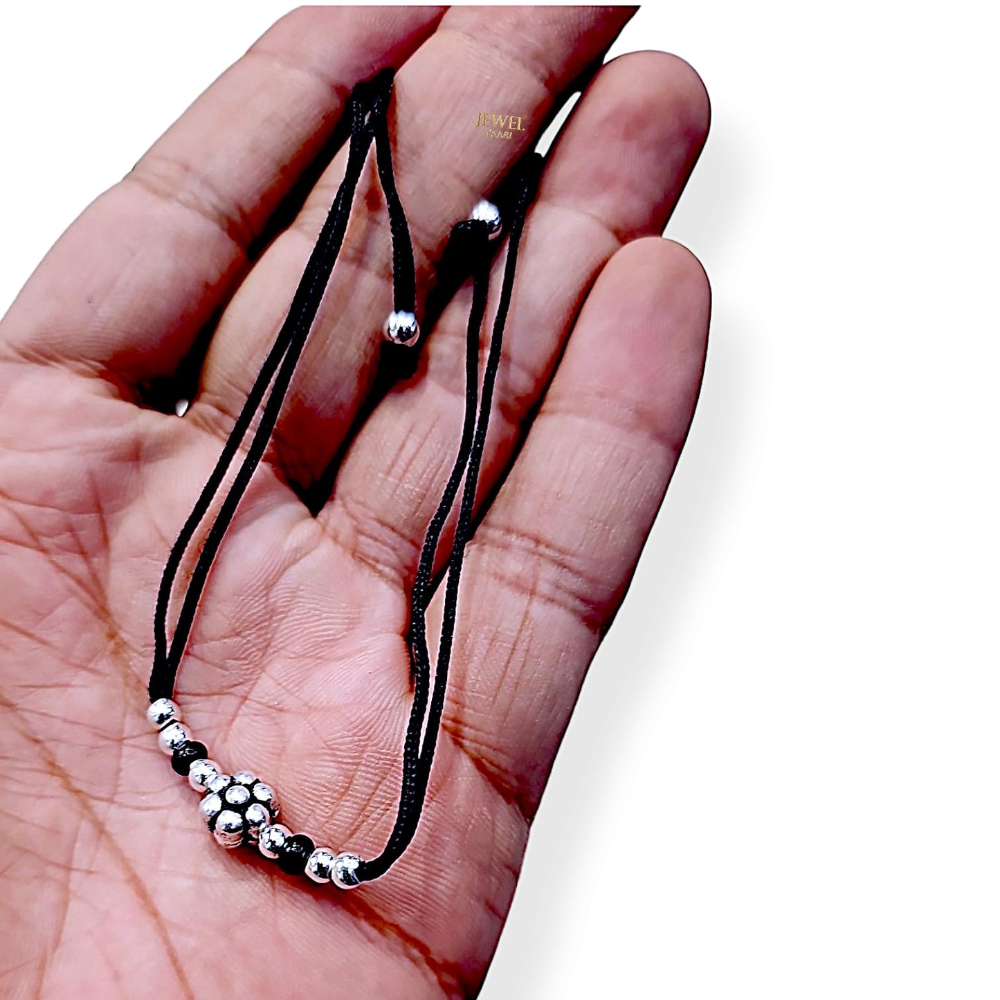 JEWELYAARI ⢠925 Oxidized Silver Black Cottan Thread Anklet Bracelet with Silver Ball for Girls and Women, Nazarbattu/Nazaiya Anklet Bracelet