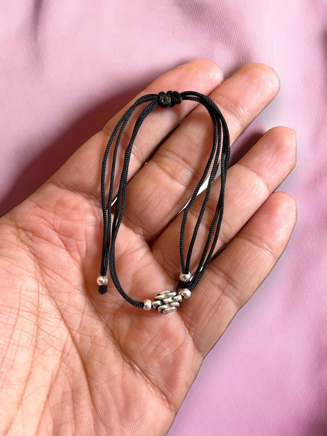 JEWELYAARI ⢠925 Oxidized Silver Black Cottan Thread Anklet Bracelet with Silver Ball for Girls and Women, Nazarbattu/Nazaiya Anklet Bracelet