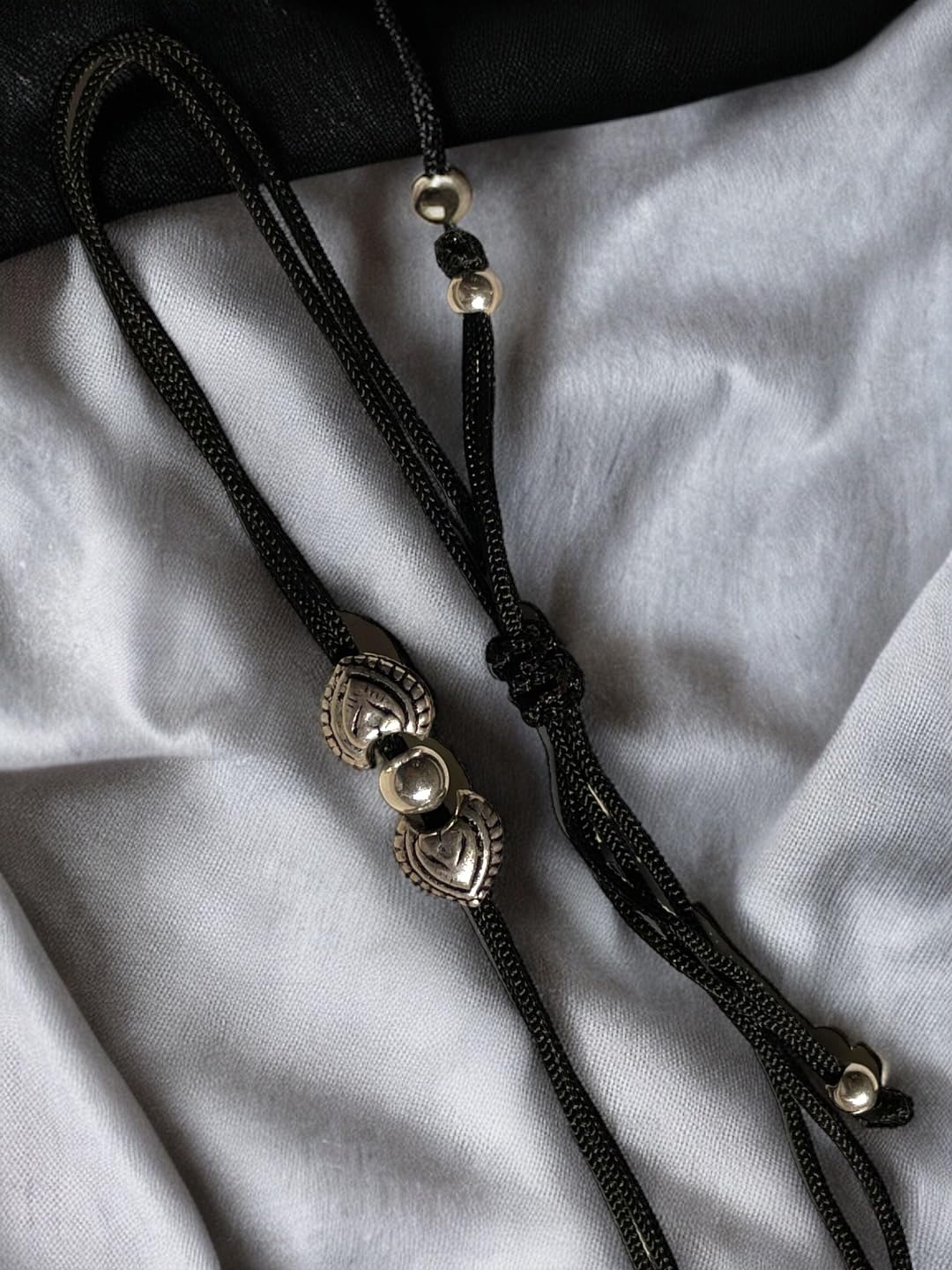 JEWELYAARI ⢠925 Oxidized Silver Black Cottan Thread Anklet Bracelet with Silver Ball for Girls and Women, Nazarbattu/Nazaiya Anklet Bracelet