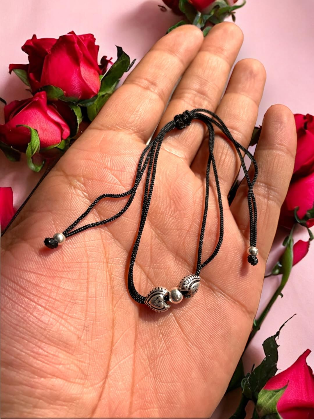 JEWELYAARI ⢠925 Oxidized Silver Black Cottan Thread Anklet Bracelet with Silver Ball for Girls and Women, Nazarbattu/Nazaiya Anklet Bracelet