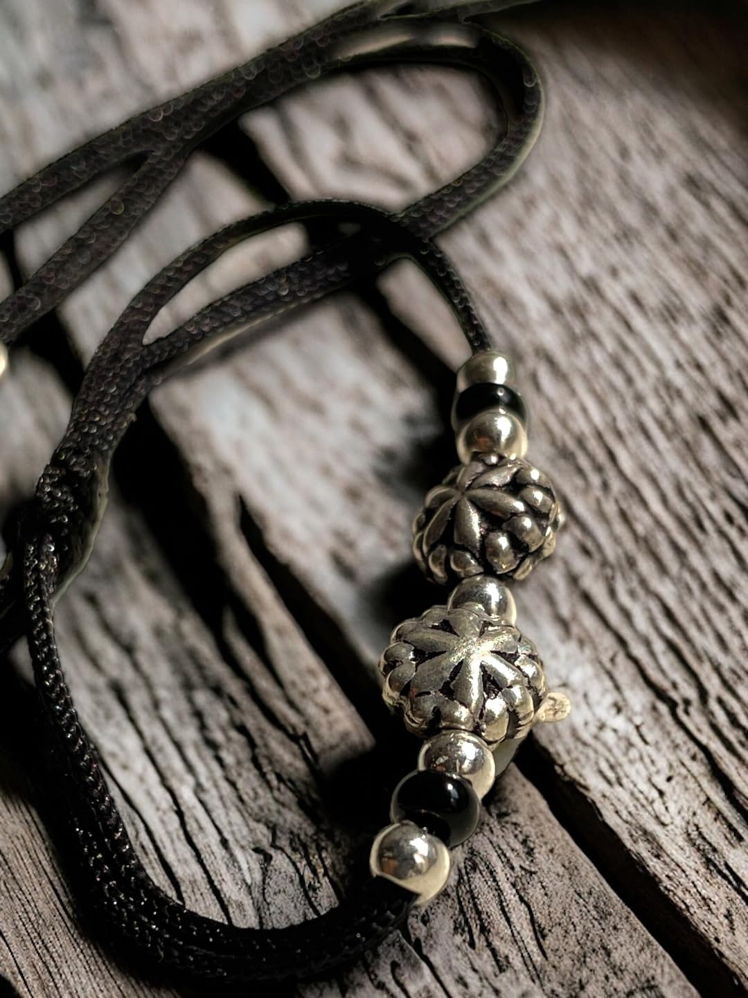 JEWELYAARI ⢠925 Oxidized Silver Black Cottan Thread Anklet Bracelet with Silver Ball for Girls and Women, Nazarbattu/Nazaiya Anklet Bracelet