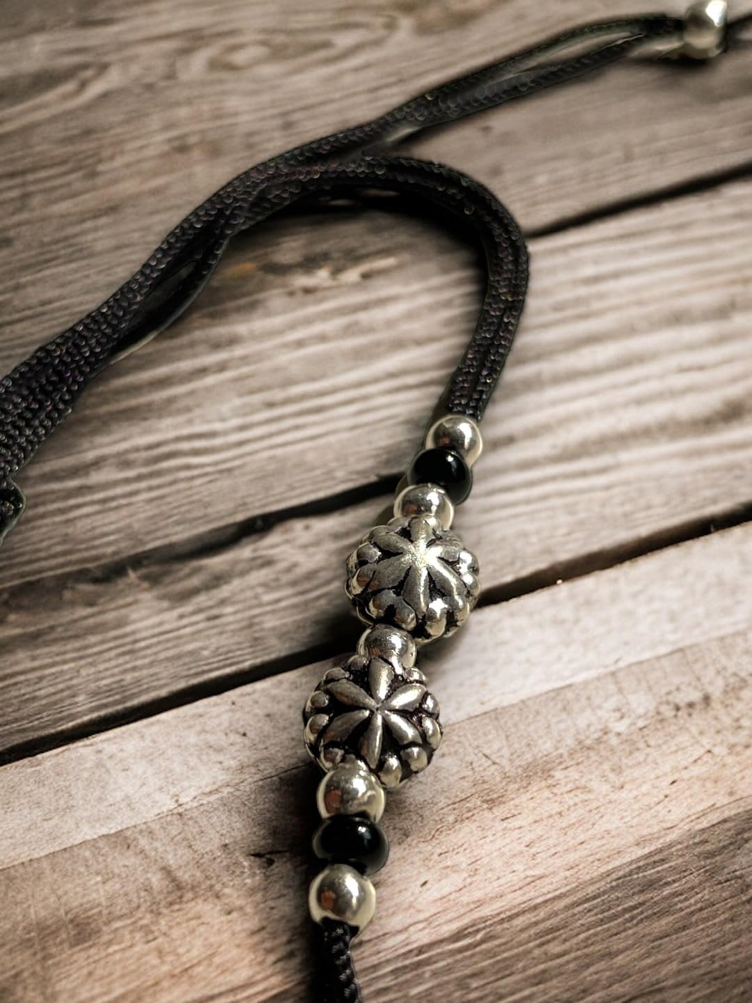 JEWELYAARI ⢠925 Oxidized Silver Black Cottan Thread Anklet Bracelet with Silver Ball for Girls and Women, Nazarbattu/Nazaiya Anklet Bracelet