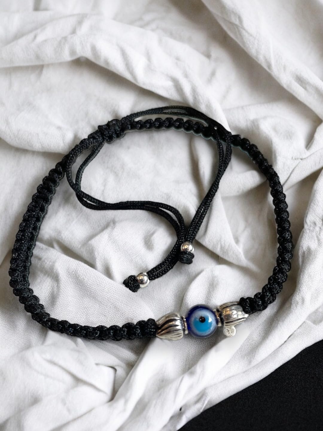 JEWELYAARI ⢠925 Oxidized Silver Black Cottan Thread Anklet Bracelet with Silver Ball for Girls and Women, Nazarbattu/Nazaiya Anklet Bracelet