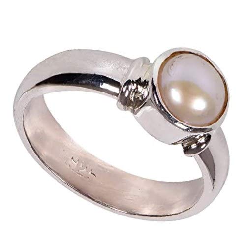Shubham Jewellers Rehti 0.925 Wedding Collection Sterling Silver and Pearl Ring for Unisex-adult & Child (Silver)