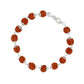 SJ SHUBHAM JEWELLERS™ 925 Sterling Silver Handmade Dual Wire Stylish Rudraksha Bracelet Silver Rakhi For Men (Brown, 6 Mm Natural Beads) - JewelYaari By Shubham Jewellers