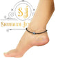 SJ SHUBHAM JEWELLERS™ Pure 925 Sterling Silver Small Crystal Beads Nazariya Anklet Payal for Women (Black) Gifts for Women (Pair/ 1 pc/Plain / 5 Ball Payal)