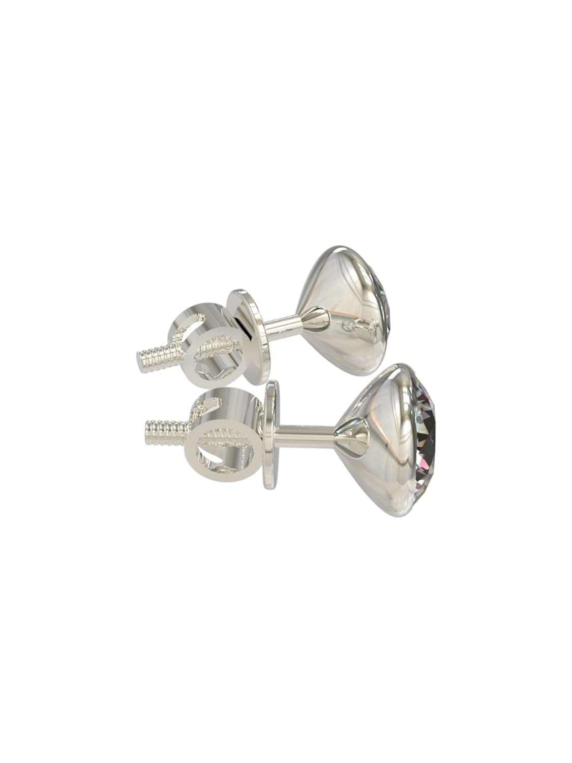 925 Sterling Silver Round-Shape Cubic Zirconia Cup-Setting Stud Earring for Women Girls