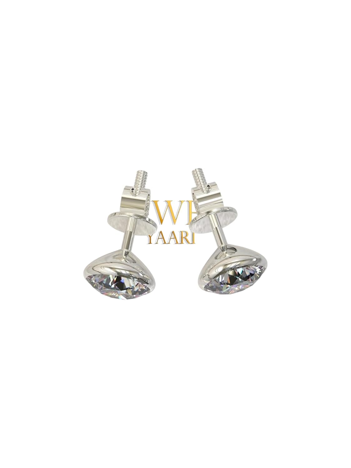 925 Sterling Silver Round-Shape Cubic Zirconia Cup-Setting Stud Earring for Women Girls
