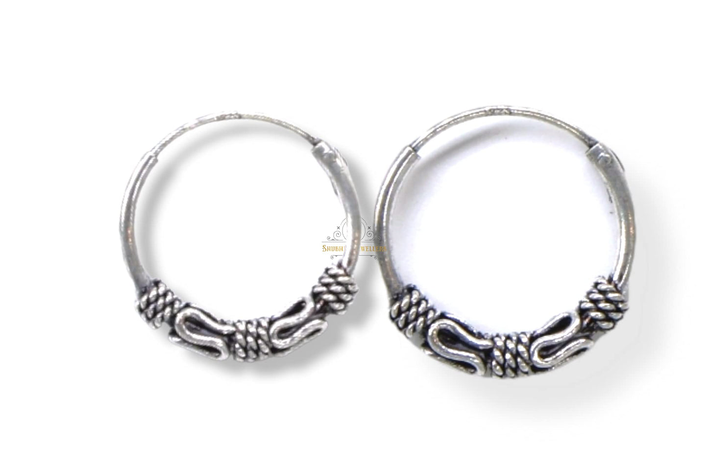 SJ SHUBHAM JEWELLERS™ 925 Sterling Silver Hoop Earrings for Women & Girls, Silver Bali for Girls - JewelYaari By Shubham Jewellers
