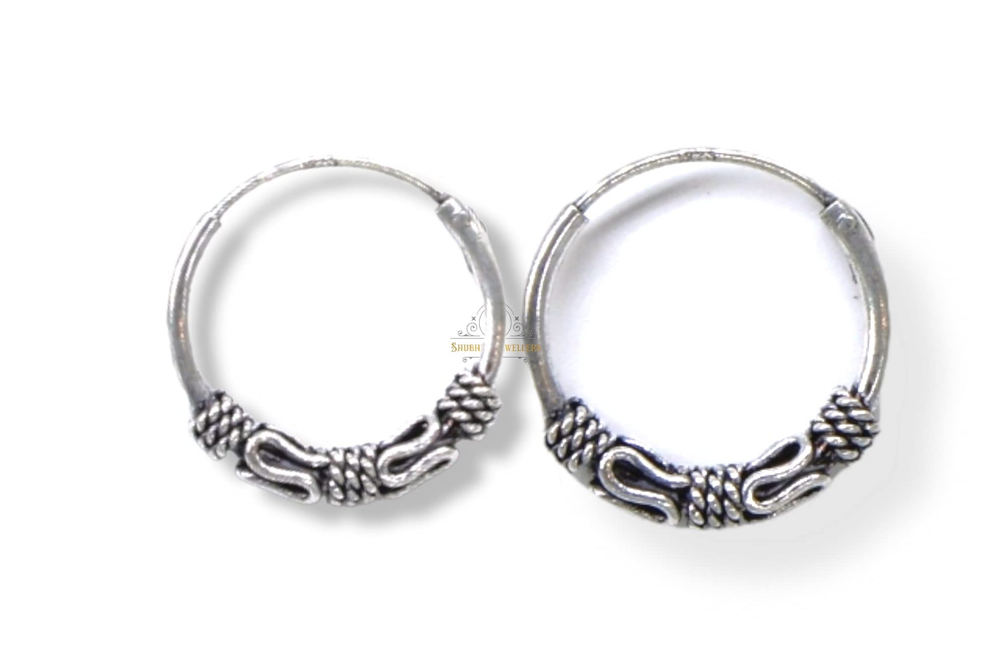 SJ SHUBHAM JEWELLERS™ 925 Sterling Silver Hoop Earrings for Women & Girls, Silver Bali for Girls - JewelYaari By Shubham Jewellers